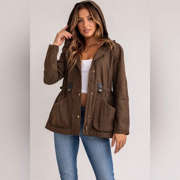 ASOS Brown Hooded Utility Jacket - Picture 2 of 10